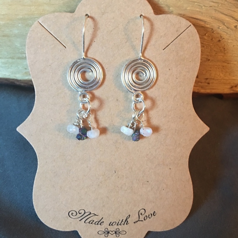 Moonstone and pyrite earrings